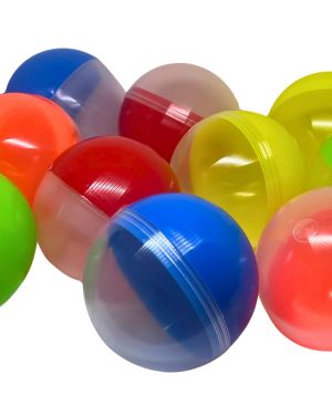 Cápsulas plásticas de 3 pulgadas, mitad transparente y mitad de color, caja con 2000 pz