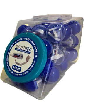 Bote Vitrolero con 40 cápsulas con Kit Dental Brushito